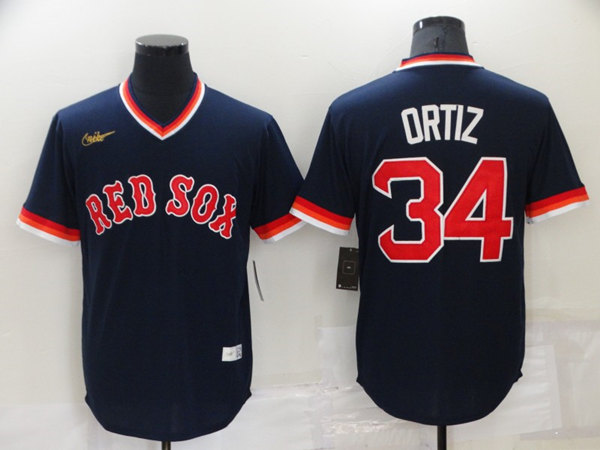 Men's Boston Red Sox #34 David Ortiz Navy Stitched Baseball Jersey